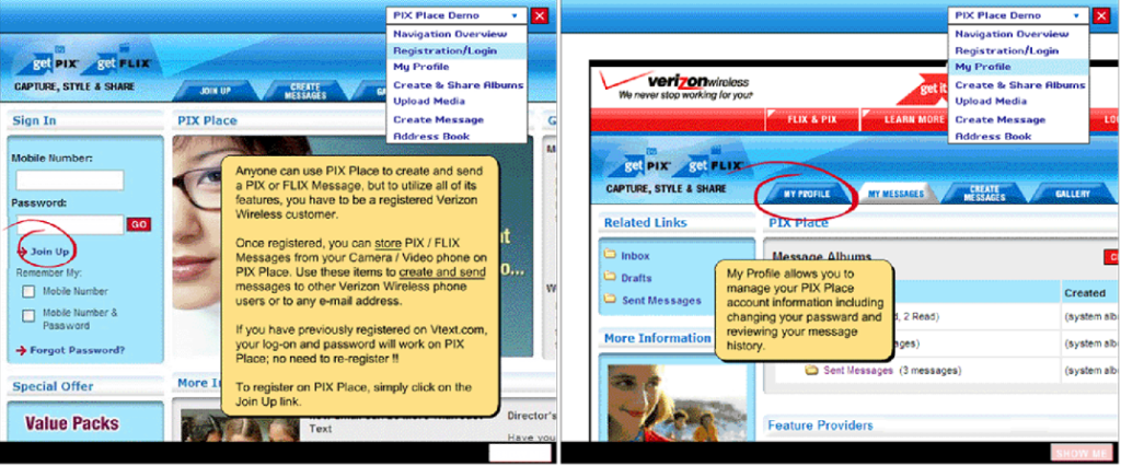 Verizon Wireless web site